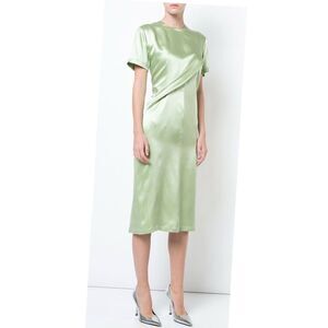 SIES MARJAN Waverly Silk Twist Short Sleeve Midi Dress in Sage Green 2 NWT